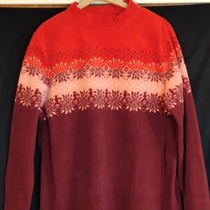 Croft and Barrow XL Red Fair Isle Fleece Mockneck